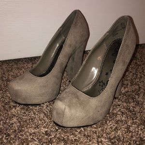 Tan suede high heels